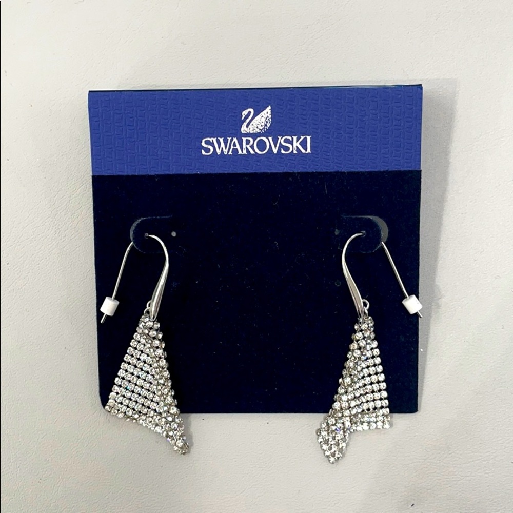 Brand new silver mesh Swarovski earrings
